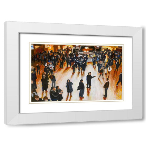 Central Station White Modern Wood Framed Art Print with Double Matting by Hofstra,HJ