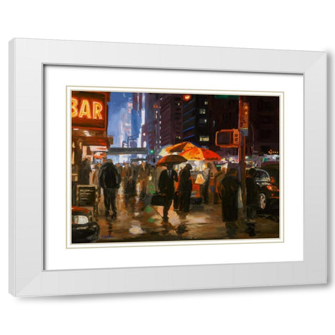 New York 6th avenue White Modern Wood Framed Art Print with Double Matting by Hofstra,HJ