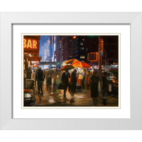New York 6th avenue White Modern Wood Framed Art Print with Double Matting by Hofstra,HJ