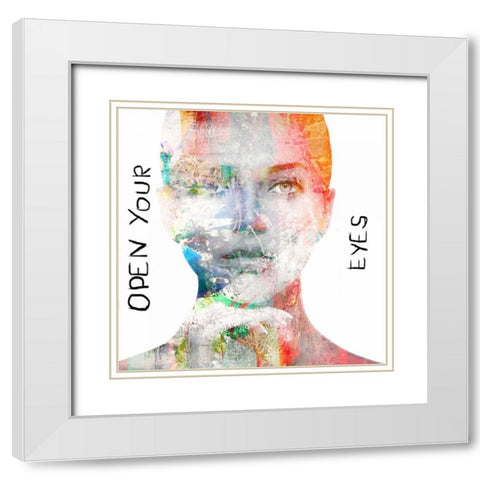 Open your Eyes White Modern Wood Framed Art Print with Double Matting by Baker, Micha