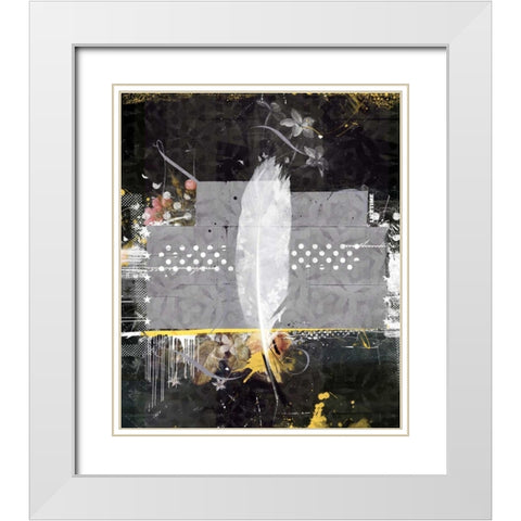 Feather lifetime White Modern Wood Framed Art Print with Double Matting by Albers, Teis