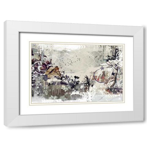 Tweeting birds White Modern Wood Framed Art Print with Double Matting by Albers, Teis
