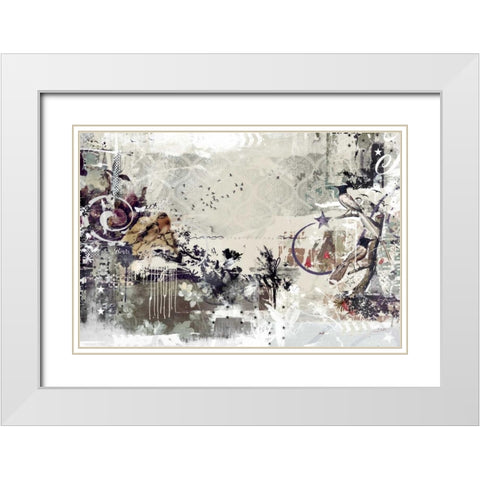 Tweeting birds White Modern Wood Framed Art Print with Double Matting by Albers, Teis