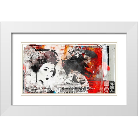 Monarc Geisha White Modern Wood Framed Art Print with Double Matting by Albers, Teis