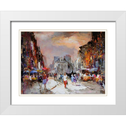Market Square White Modern Wood Framed Art Print with Double Matting by Haenraets, Willem