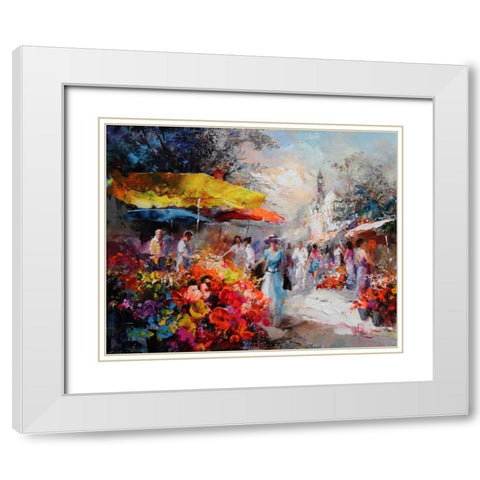 Market place III White Modern Wood Framed Art Print with Double Matting by Haenraets, Willem
