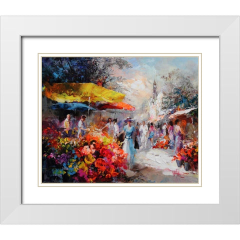 Market place III White Modern Wood Framed Art Print with Double Matting by Haenraets, Willem