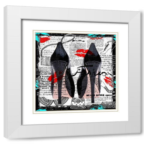 High heels I White Modern Wood Framed Art Print with Double Matting by Baker, Micha