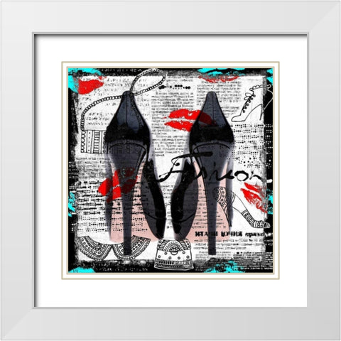 High heels I White Modern Wood Framed Art Print with Double Matting by Baker, Micha