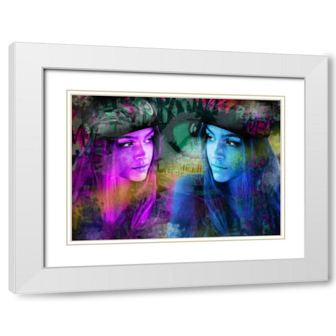 Blue Violet White Modern Wood Framed Art Print with Double Matting by de Haas, Mascha