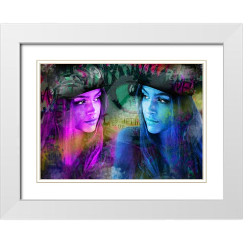 Blue Violet White Modern Wood Framed Art Print with Double Matting by de Haas, Mascha