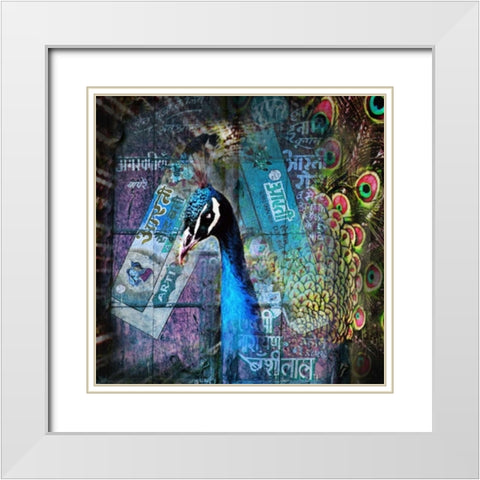 Peacock White Modern Wood Framed Art Print with Double Matting by de Haas, Mascha