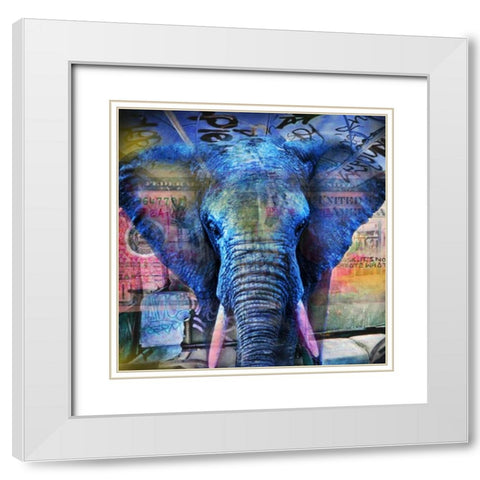 Elefantastic White Modern Wood Framed Art Print with Double Matting by de Haas, Mascha