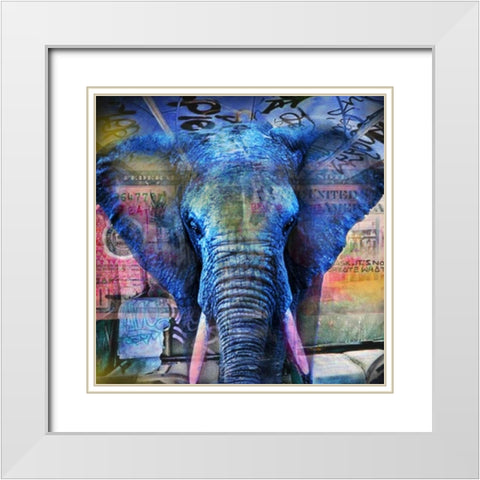 Elefantastic White Modern Wood Framed Art Print with Double Matting by de Haas, Mascha