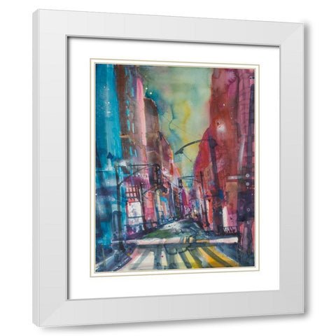 New York Aquarel I White Modern Wood Framed Art Print with Double Matting by Mattern, Andreas