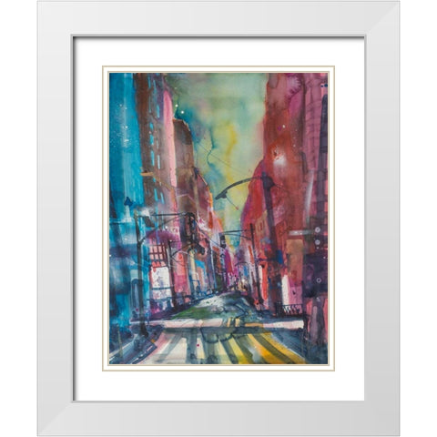 New York Aquarel I White Modern Wood Framed Art Print with Double Matting by Mattern, Andreas