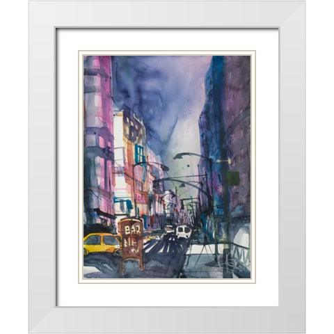 New York Aquarel II White Modern Wood Framed Art Print with Double Matting by Mattern, Andreas
