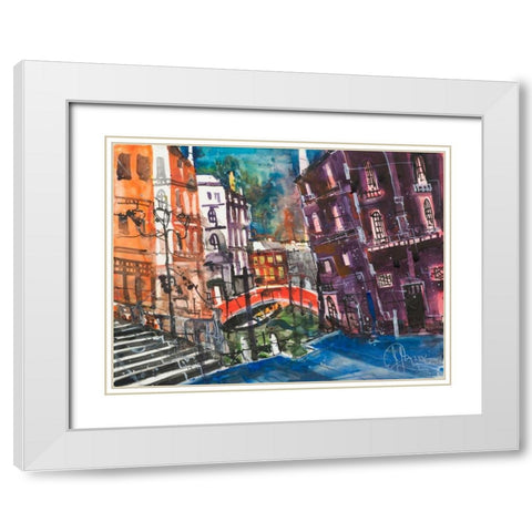 Venice White Modern Wood Framed Art Print with Double Matting by Mattern, Andreas