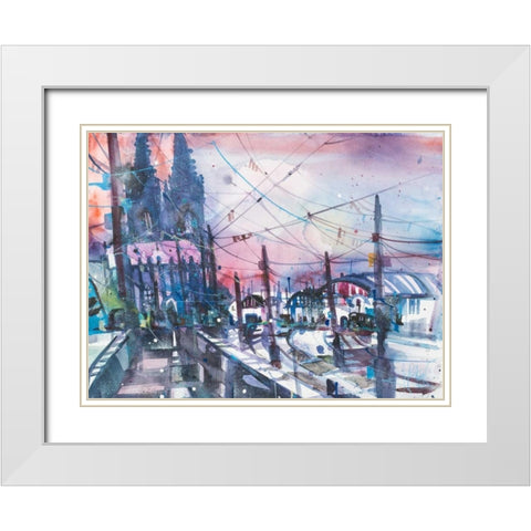 Cologne White Modern Wood Framed Art Print with Double Matting by Mattern, Andreas