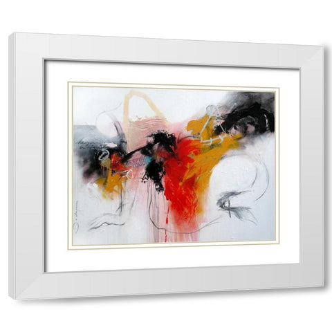 Keeping in touch White Modern Wood Framed Art Print with Double Matting by Bakker, Jochem