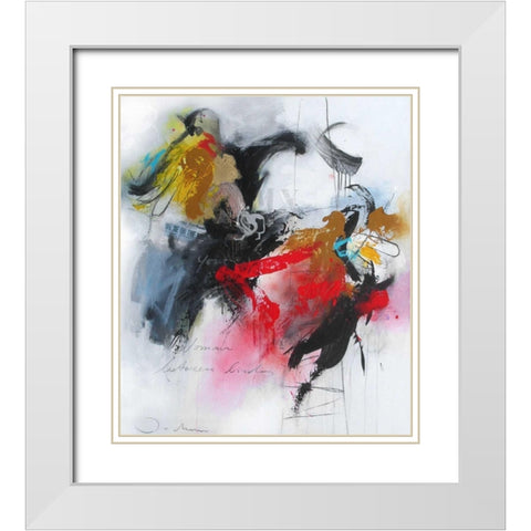 Woman between some birds White Modern Wood Framed Art Print with Double Matting by Bakker, Jochem