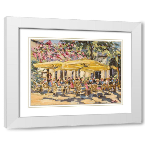 Market terrace White Modern Wood Framed Art Print with Double Matting by Laceur, Nicole