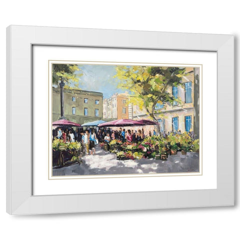 Market time White Modern Wood Framed Art Print with Double Matting by Laceur, Nicole