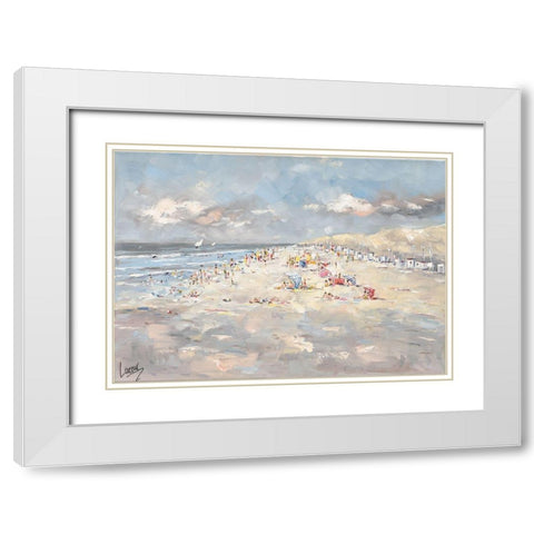 Beach in Europe White Modern Wood Framed Art Print with Double Matting by Laceur, Nicole