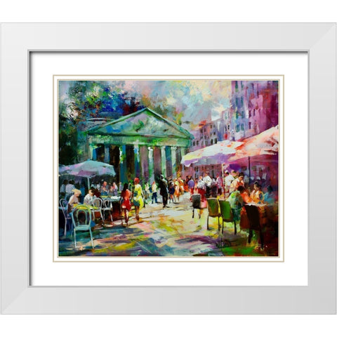 Paris Market White Modern Wood Framed Art Print with Double Matting by Haenraets, Willem