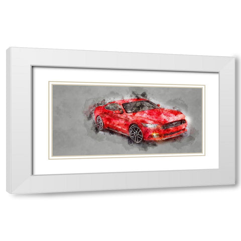 Red Car White Modern Wood Framed Art Print with Double Matting by Hurk, James