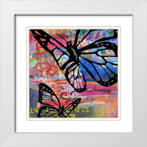 Butterfly I White Modern Wood Framed Art Print with Double Matting by Baker, Micha