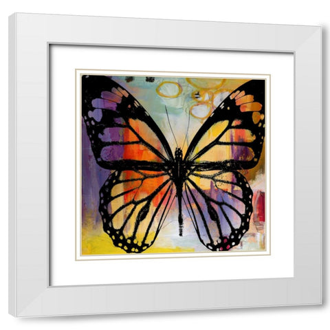 Butterfly III White Modern Wood Framed Art Print with Double Matting by Baker, Micha