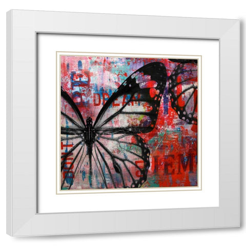Butterfly IV White Modern Wood Framed Art Print with Double Matting by Baker, Micha