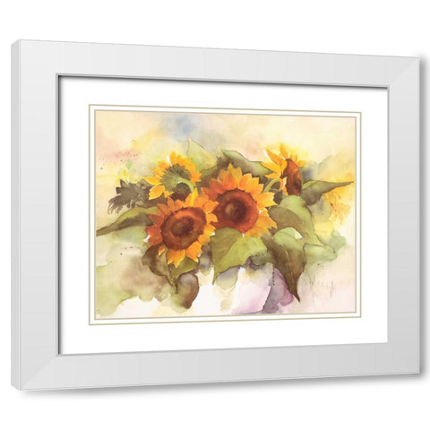 Flower composition IV White Modern Wood Framed Art Print with Double Matting by Heigl, Franz