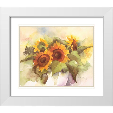 Flower composition IV White Modern Wood Framed Art Print with Double Matting by Heigl, Franz