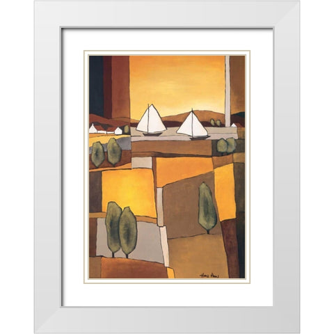 Two Boats I White Modern Wood Framed Art Print with Double Matting by Paus, Hans