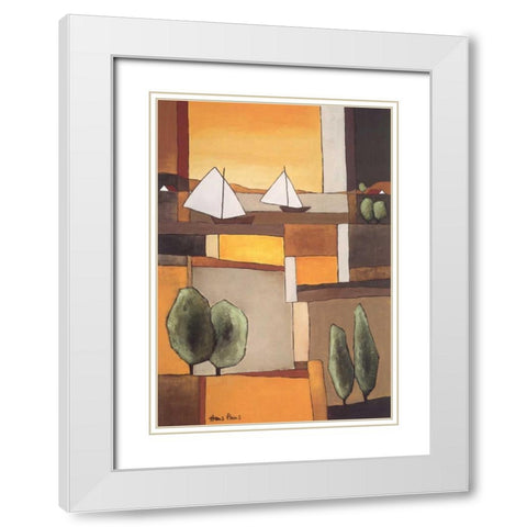 Two Boats II White Modern Wood Framed Art Print with Double Matting by Paus, Hans