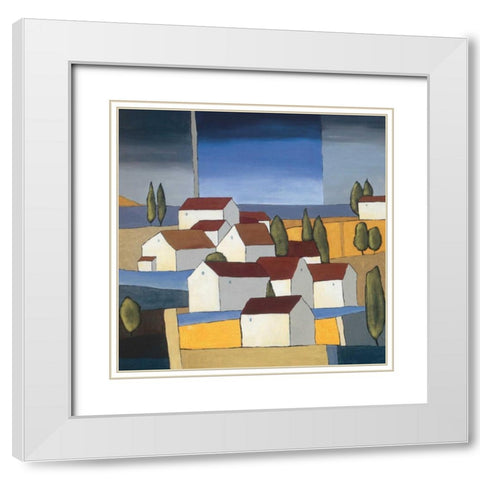 Village near the sea I White Modern Wood Framed Art Print with Double Matting by Paus, Hans