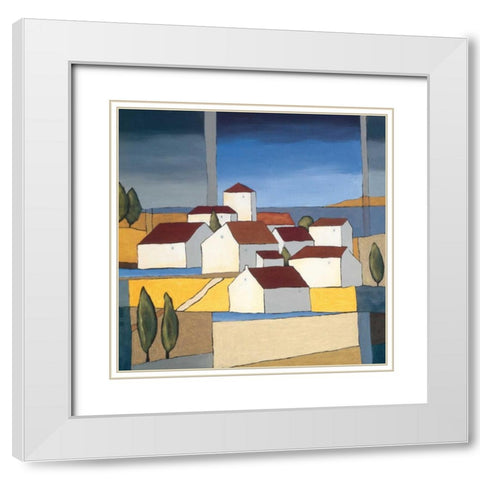 Village near the sea II White Modern Wood Framed Art Print with Double Matting by Paus, Hans