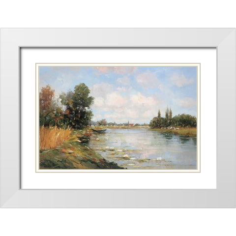 Aan de Waterkant I White Modern Wood Framed Art Print with Double Matting by De Haan, Rob