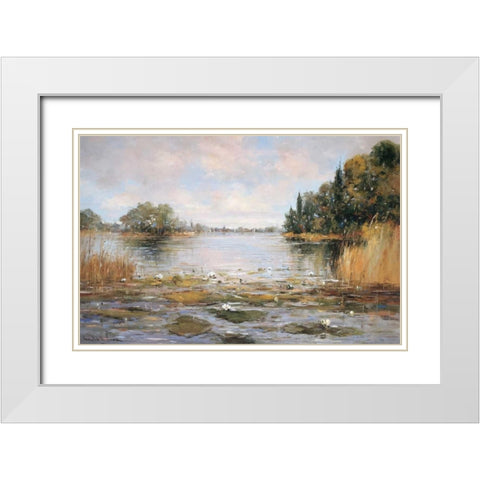 Aan de Waterkant III White Modern Wood Framed Art Print with Double Matting by De Haan, Rob