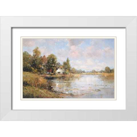 Aan de Waterkant IV White Modern Wood Framed Art Print with Double Matting by De Haan, Rob