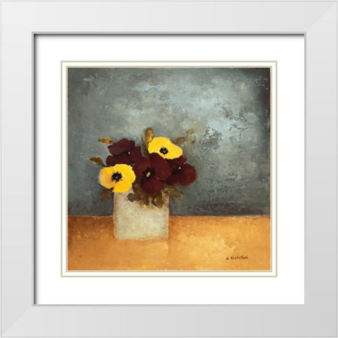 Pansies I White Modern Wood Framed Art Print with Double Matting by Vaskebova, Anouska