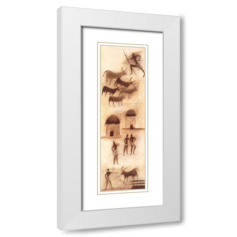 African impression I White Modern Wood Framed Art Print with Double Matting by Jan, Eelse Noordhuis
