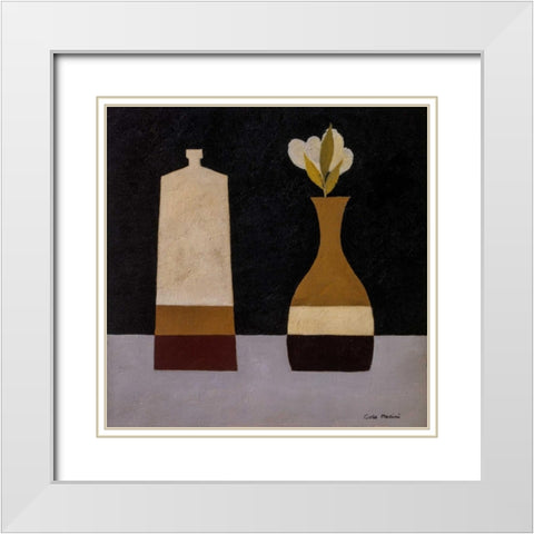 Simplicity III White Modern Wood Framed Art Print with Double Matting by Marini, Carlo