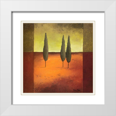 Trees IV White Modern Wood Framed Art Print with Double Matting by Paus, Hans