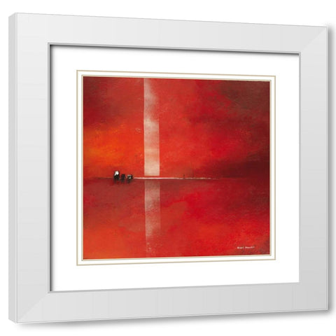 Deep red II White Modern Wood Framed Art Print with Double Matting by Schrooten, Andre