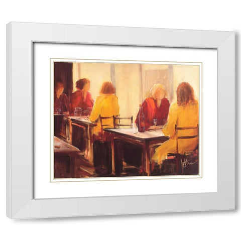 A good conversation II White Modern Wood Framed Art Print with Double Matting by Roseboom, Jettie