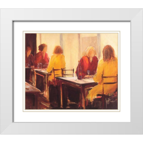 A good conversation II White Modern Wood Framed Art Print with Double Matting by Roseboom, Jettie