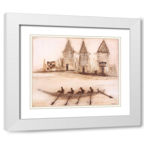Boats on river I White Modern Wood Framed Art Print with Double Matting by Jan, Eelse Noordhuis